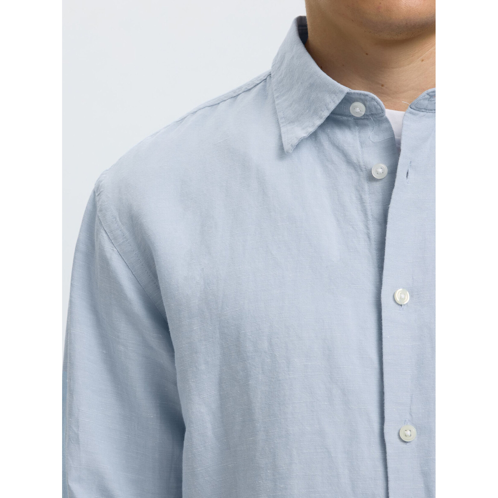 Selected Long Sleeve Linen Blend Shirt 16100084 - Dusty Blue