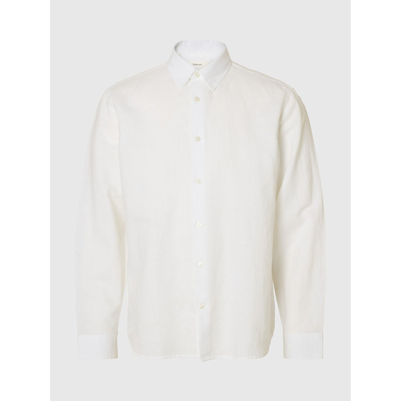 Selected Long Sleeve Linen Blend Shirt 16100084 - White S26