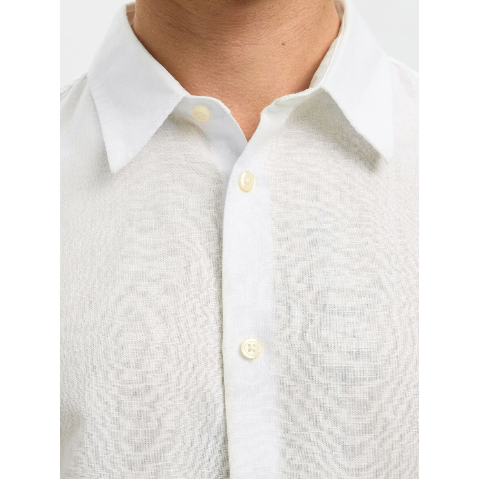 Selected Long Sleeve Linen Blend Shirt 16100084 - White S26