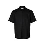 Selected Short Sleeve Linen Blend Shirt 16101200 - Black