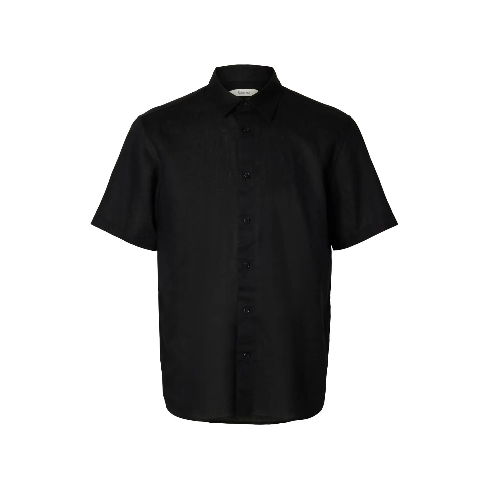 Selected Short Sleeve Linen Blend Shirt 16101200 - Black