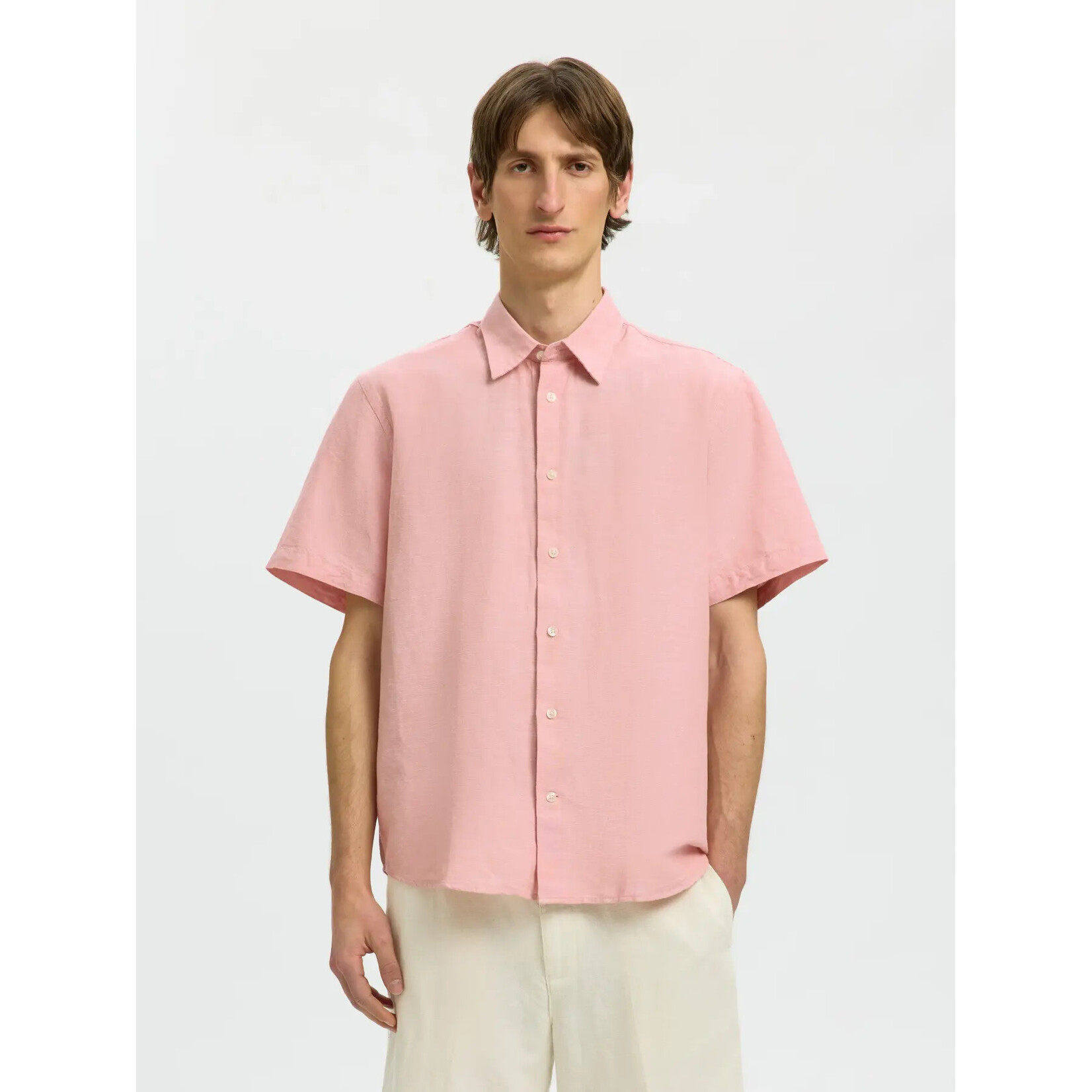 Selected Short Sleeve Linen Blend Shirt 16101200 - Rose