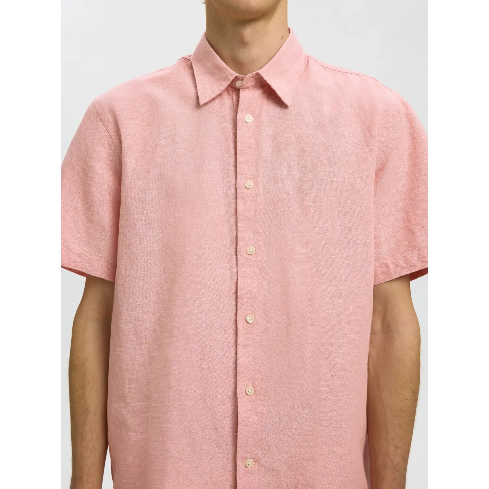 Selected Short Sleeve Linen Blend Shirt 16101200 - Rose