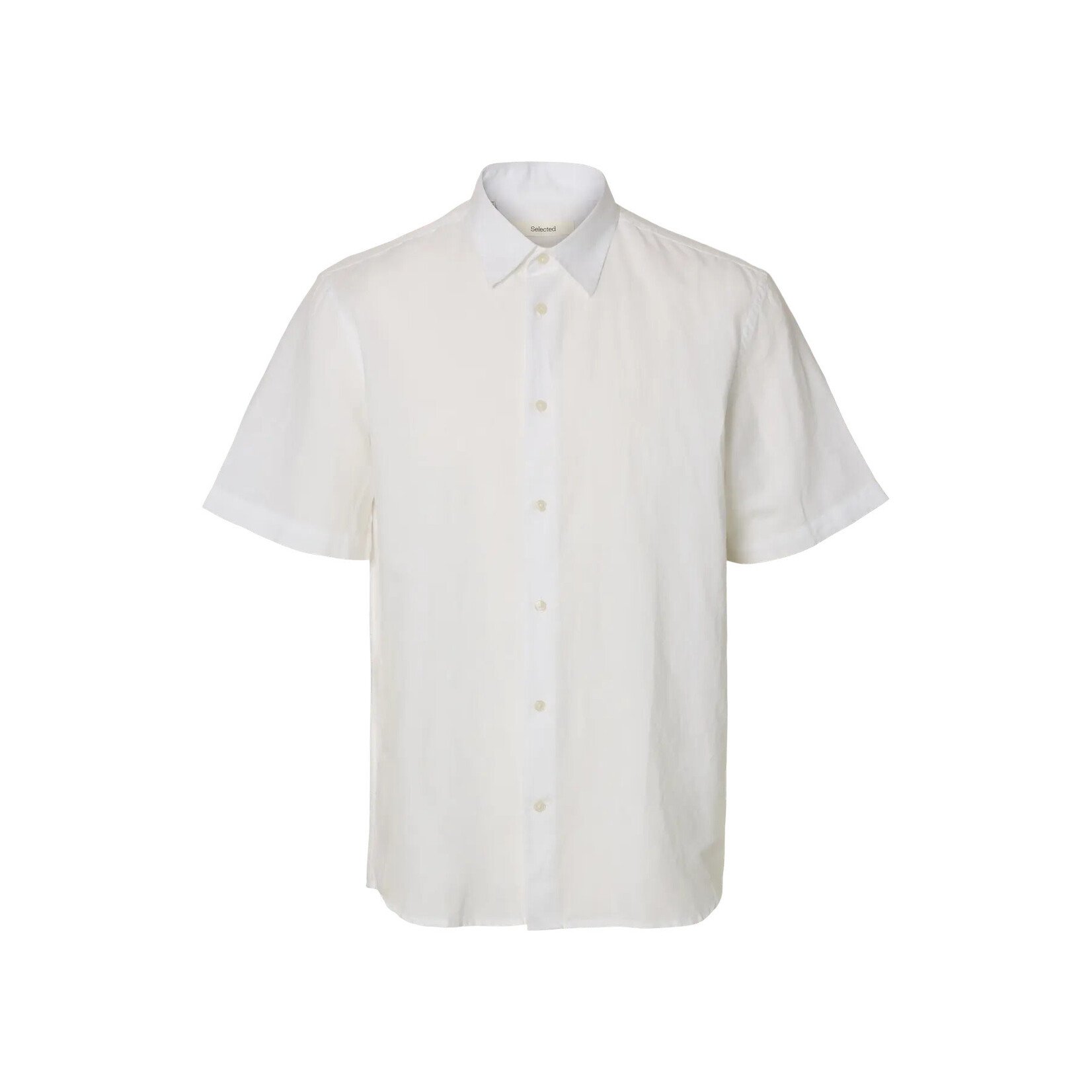 Selected Short Sleeve Linen Blend Shirt 16101200 - White