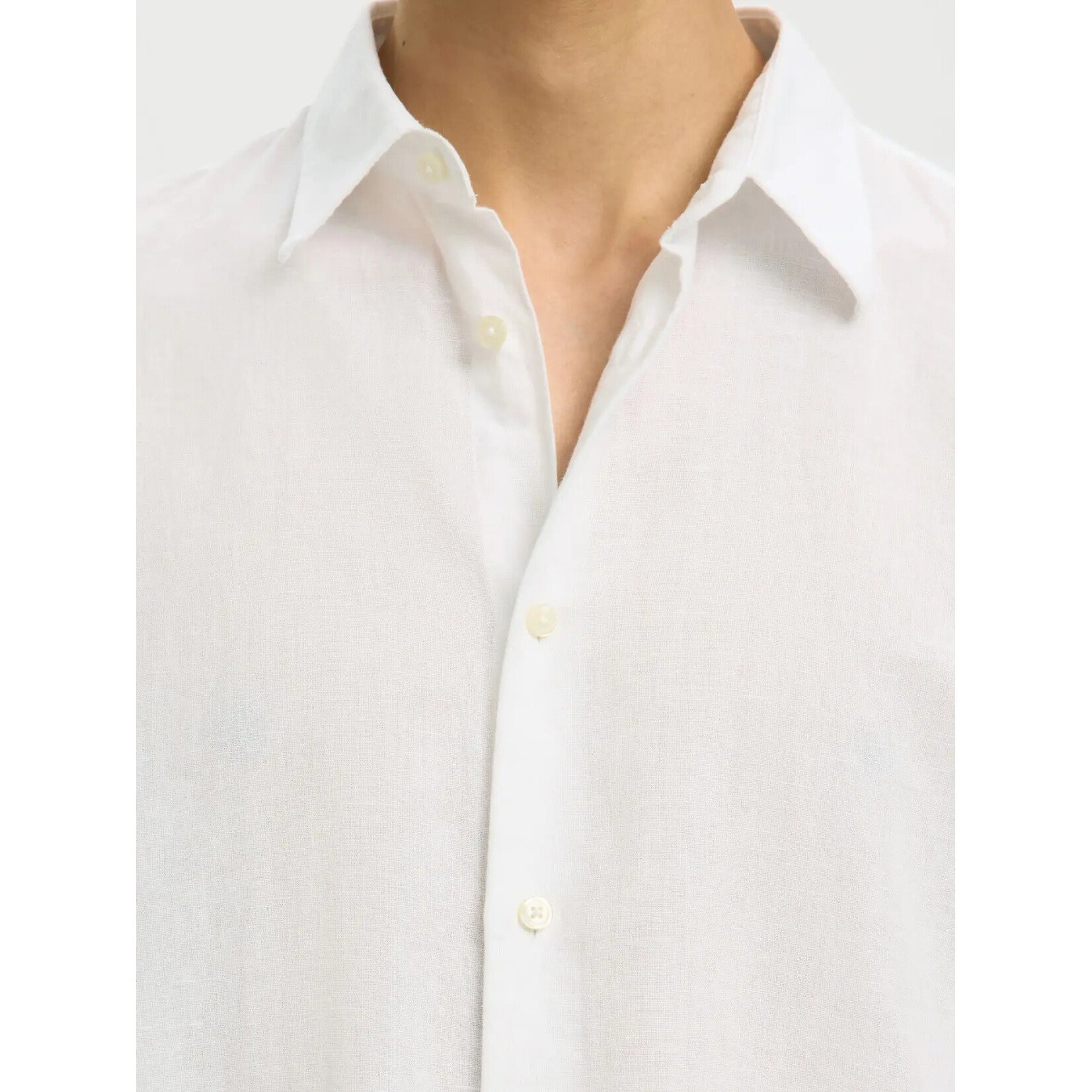 Selected Short Sleeve Linen Blend Shirt 16101200 - White