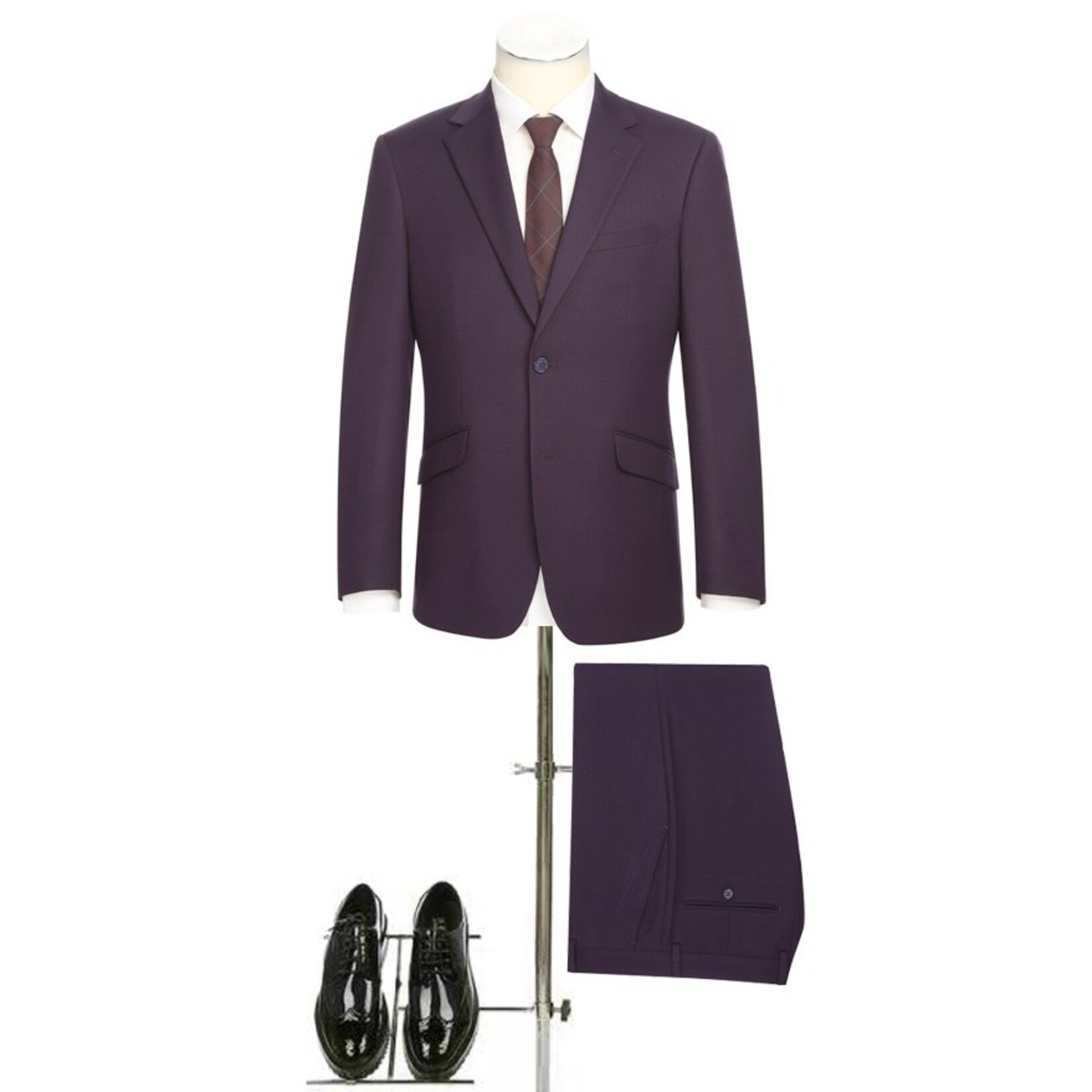 Renoir Slim Fit Suit 301-14 Eggplant