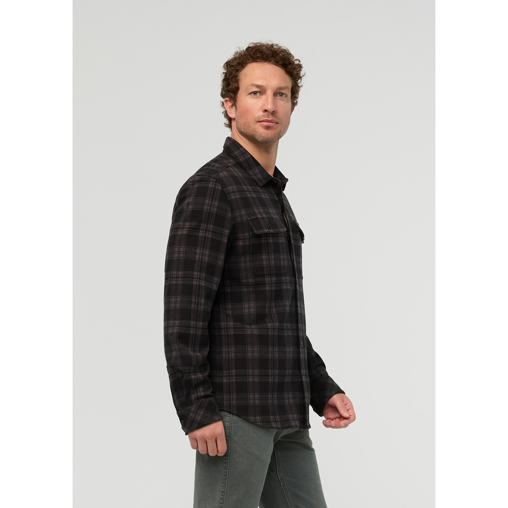 DU/ER DU/ER Performance Flannel Overshirt-Black Plaid
