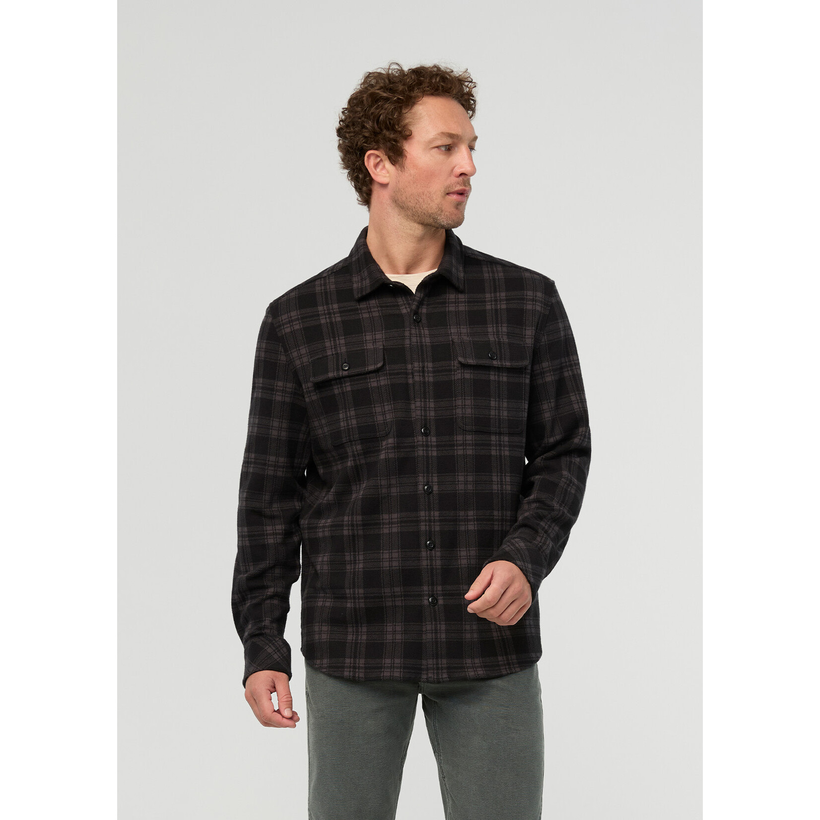 DU/ER DU/ER Performance Flannel Overshirt-Black Plaid