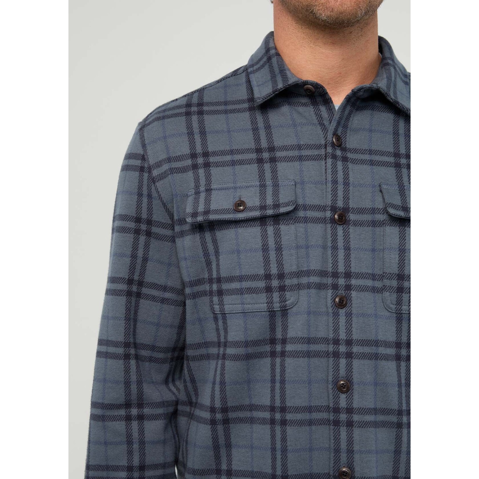 DU/ER DU/ER Performance Flannel Overshirt-Marine Plaid