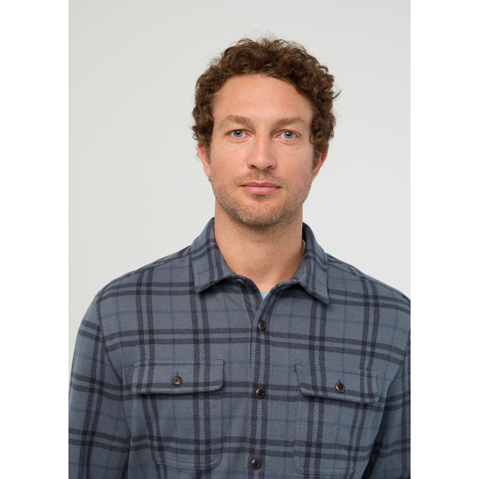 DU/ER DU/ER Performance Flannel Overshirt-Marine Plaid