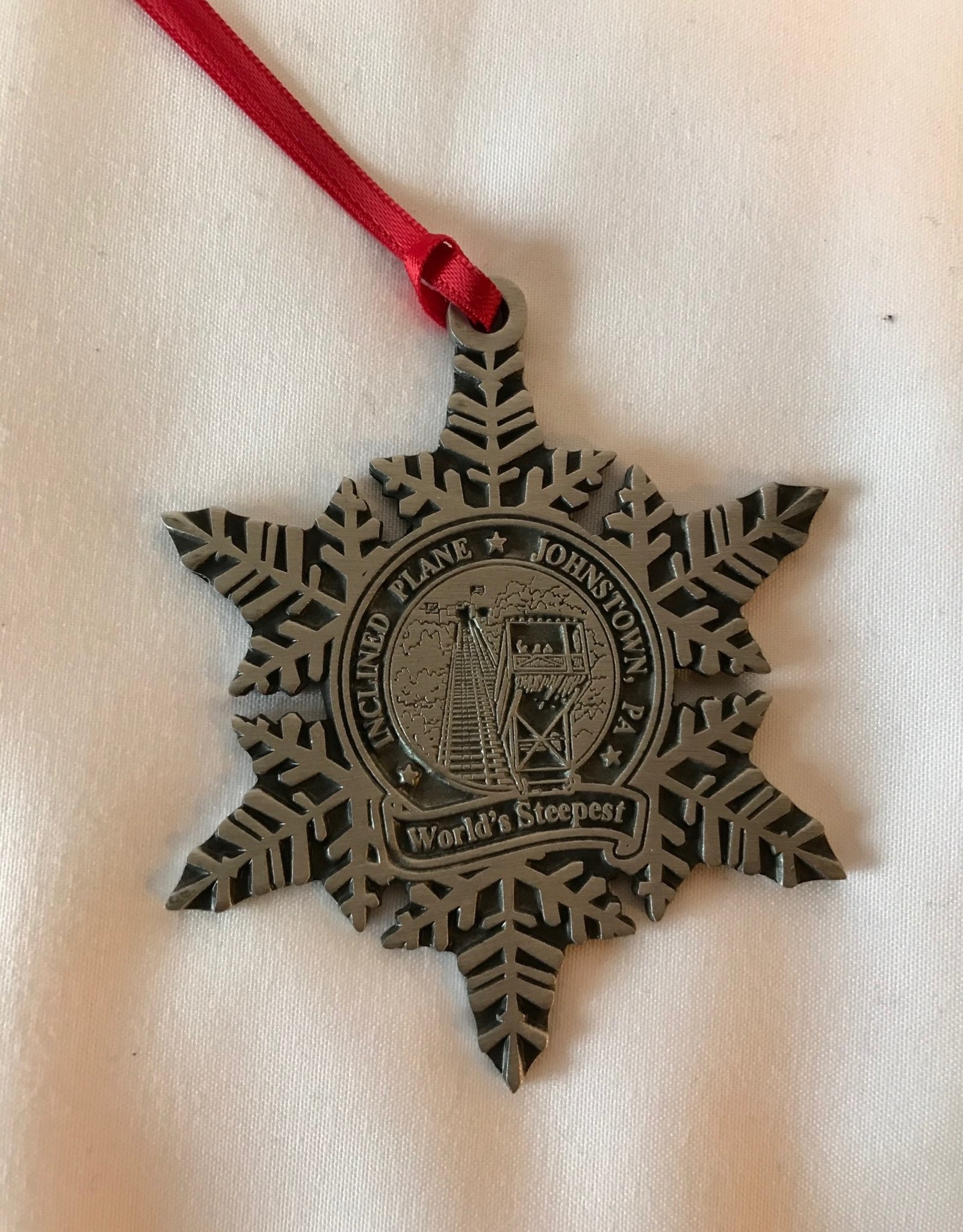 Pewter Snowflake Ornament w/ Inclined Plane Logo
