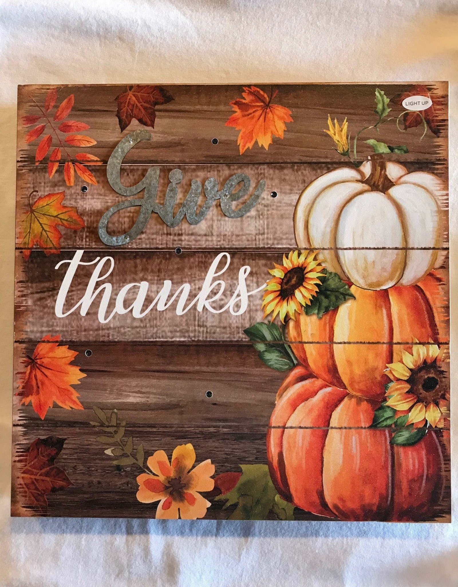 Light Up Give Thanks Box Plaque