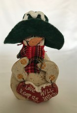 Love Will Keep Us Warm Wooden Snowman Ornament
