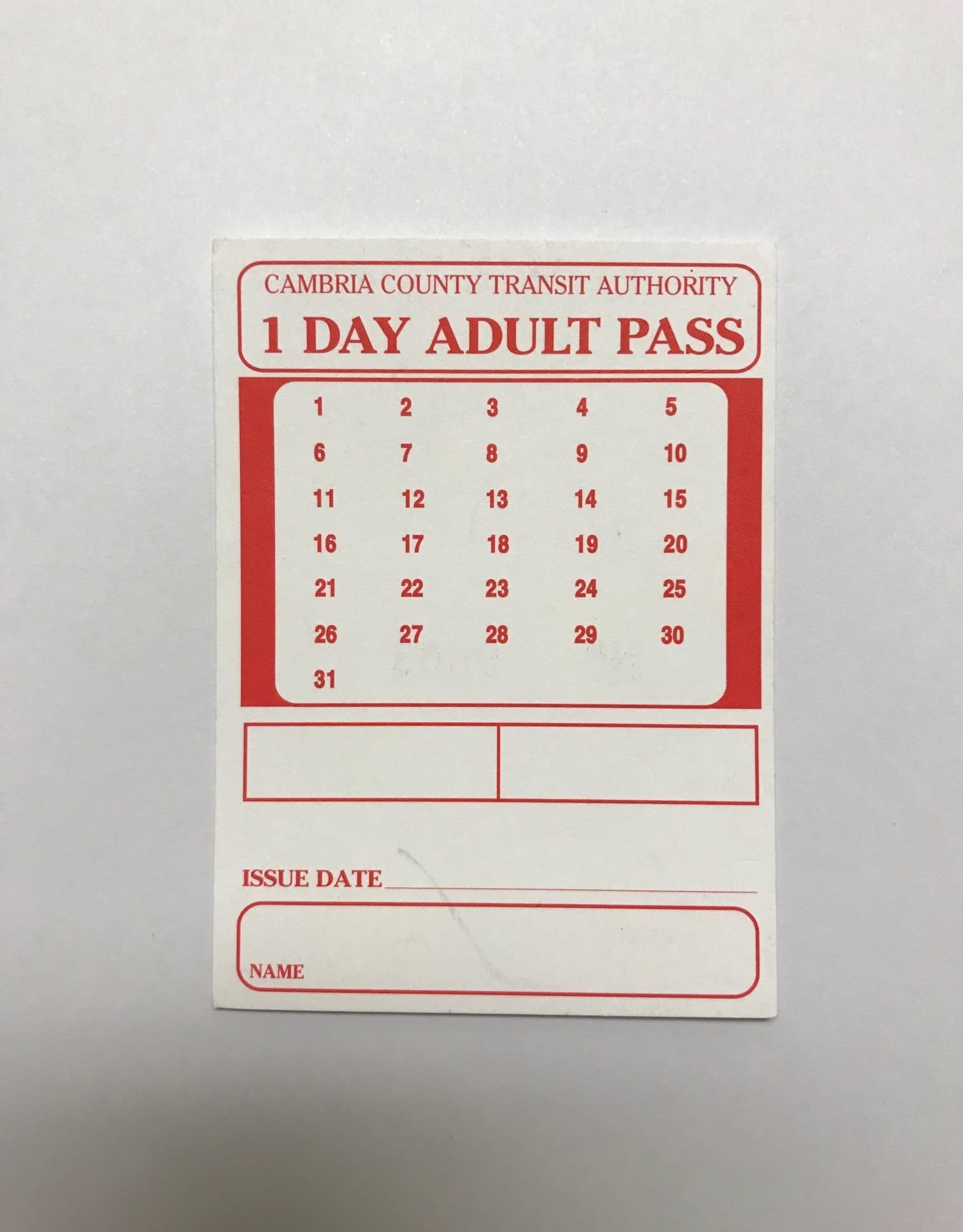 Bus Pass - Adult 1 Day - Rural