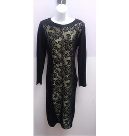 KMW Black w/gold lace insert dress