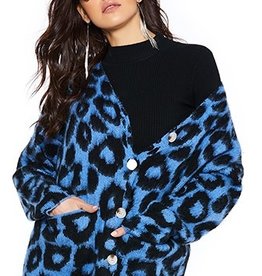 AVANT LOOK Blue leopard sweater cardigan