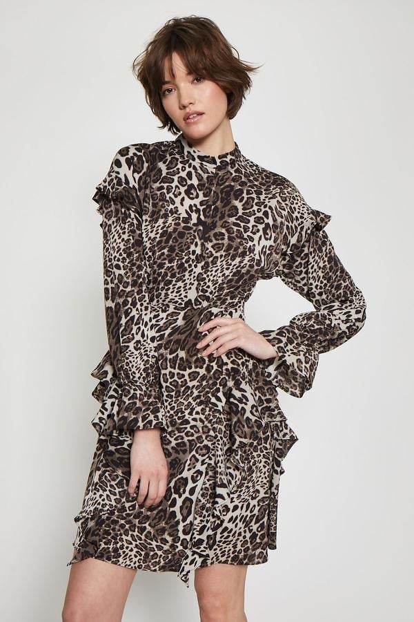 ruffle leopard dress