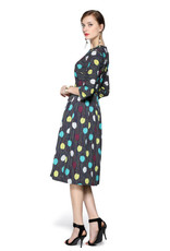 Miss Finch Multi leaf fit and flare dress
