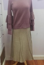 Le Lis Oatmeal ridged knit long midi skirt