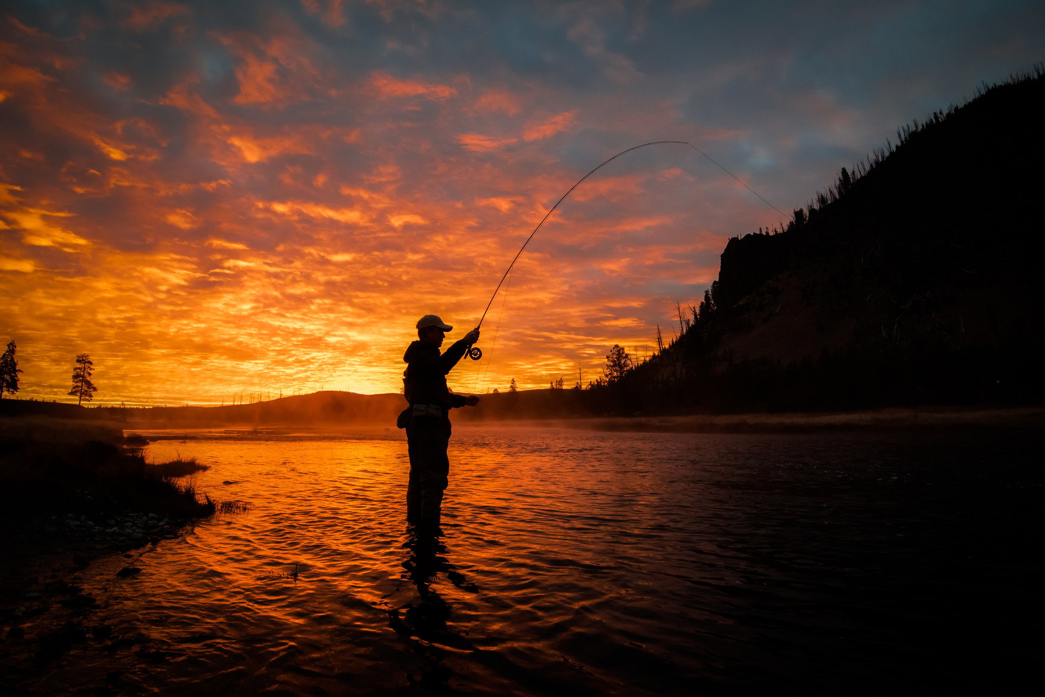 California Fly Fishing State River Sunset by TeeCreations