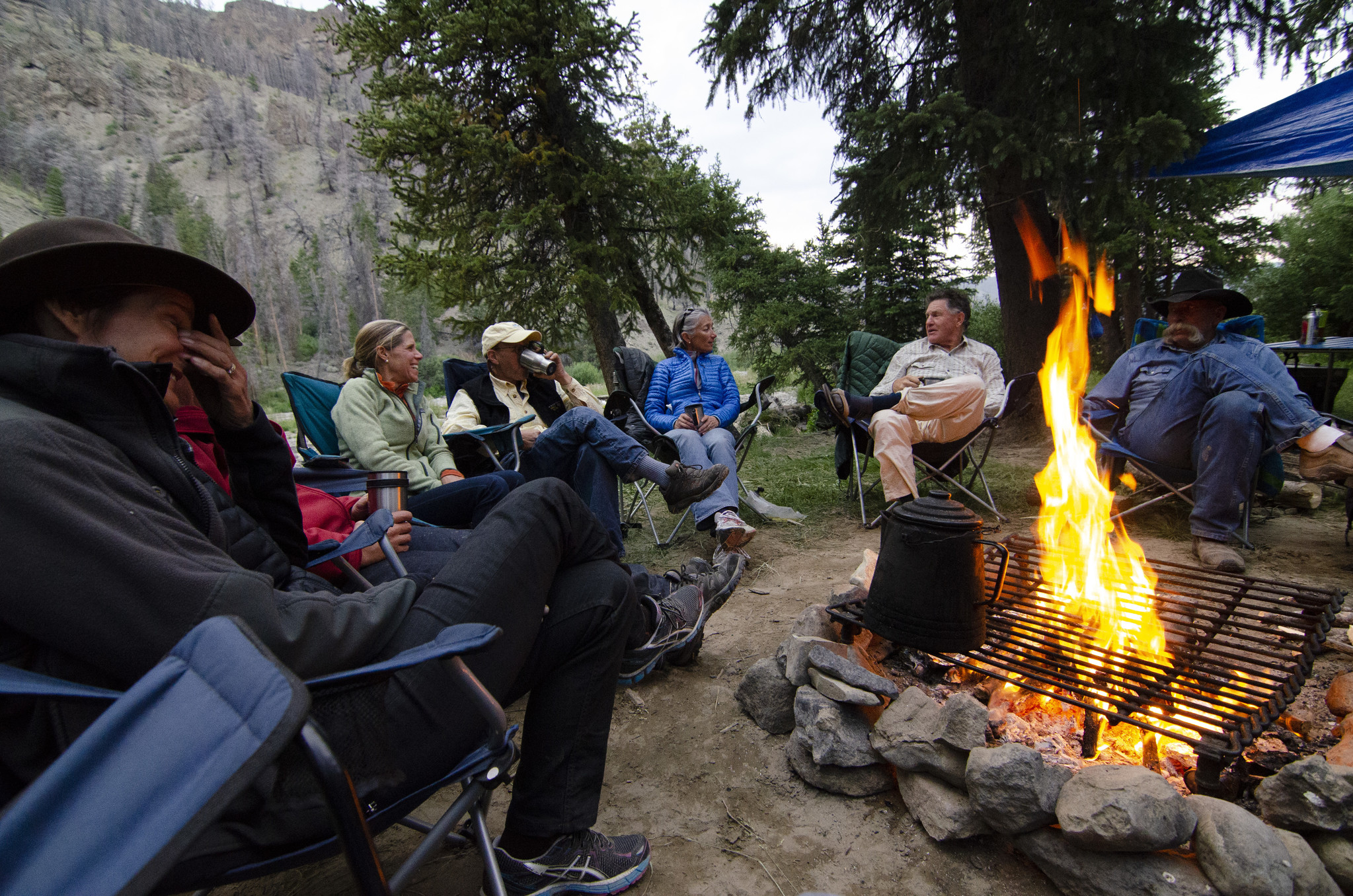 Banter around the campfire on the Greybull