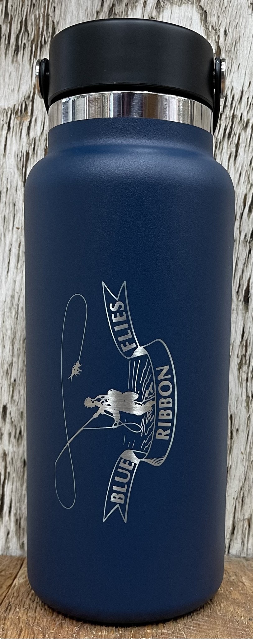 BRF Engraved Hydro Flask 32oz Wide Mouth Bottle - Blue Ribbon Flies