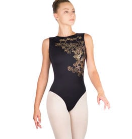 Ballet Rosa Adult Thea Open Back Boat Neck Leotard (Black/Rose Gold)