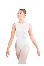 Ballet Rosa Thea Open Back Boat Neck Leo Adult (White/Silver)