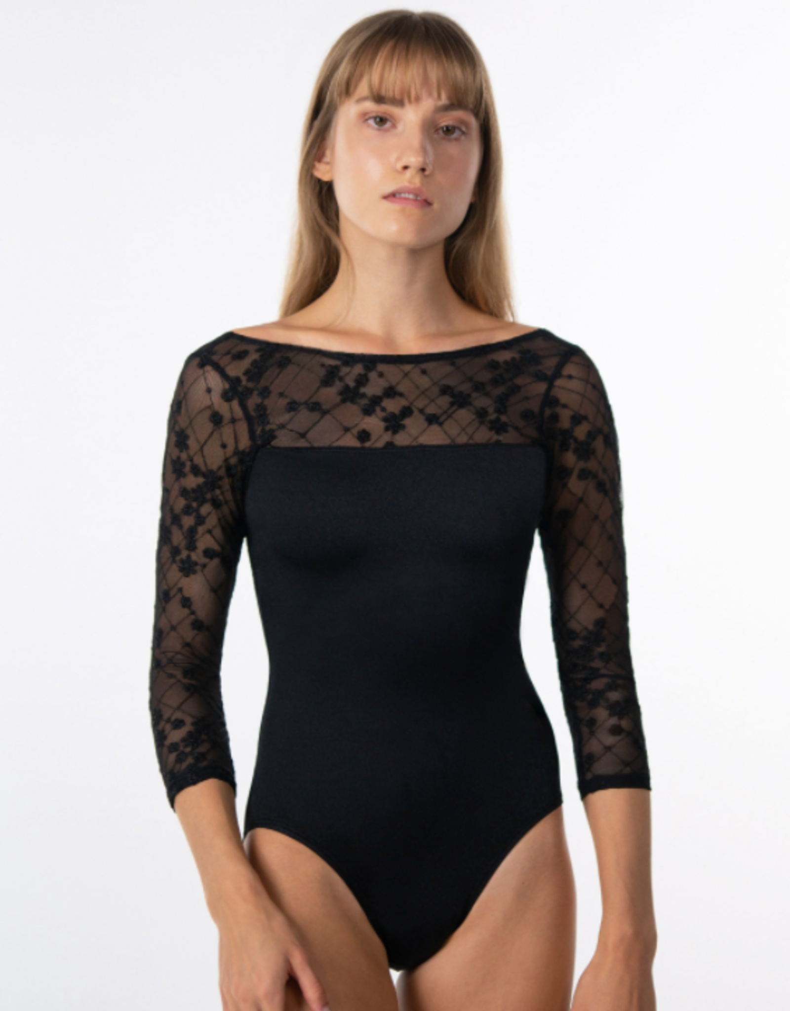 Suffolk 2431C Evening Meadow Illusion 3/4 Sleeve Youth Leotard