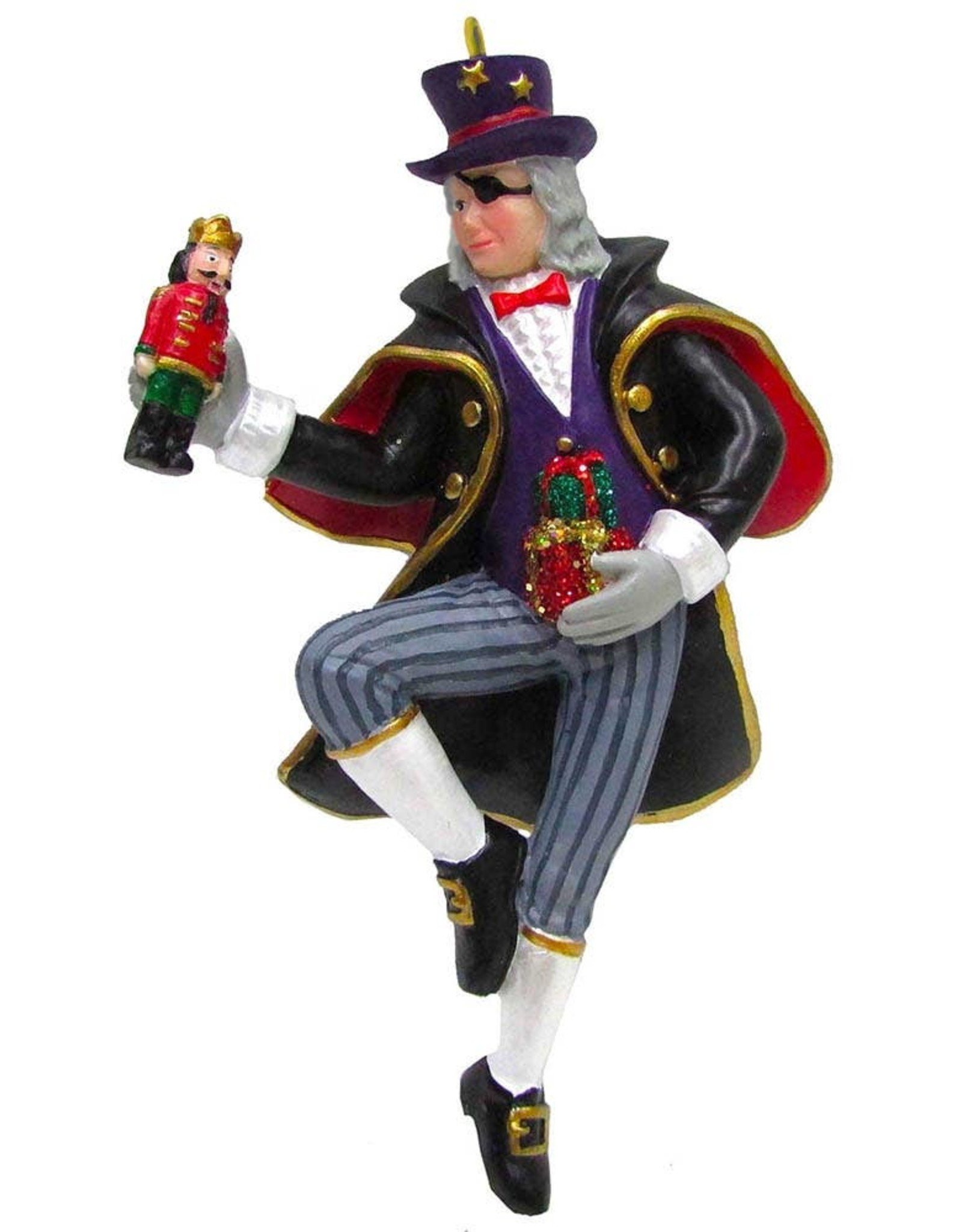 N.B.G. Uncle Drosselmeyer Resin Ornament with Nutcracker 4 in.