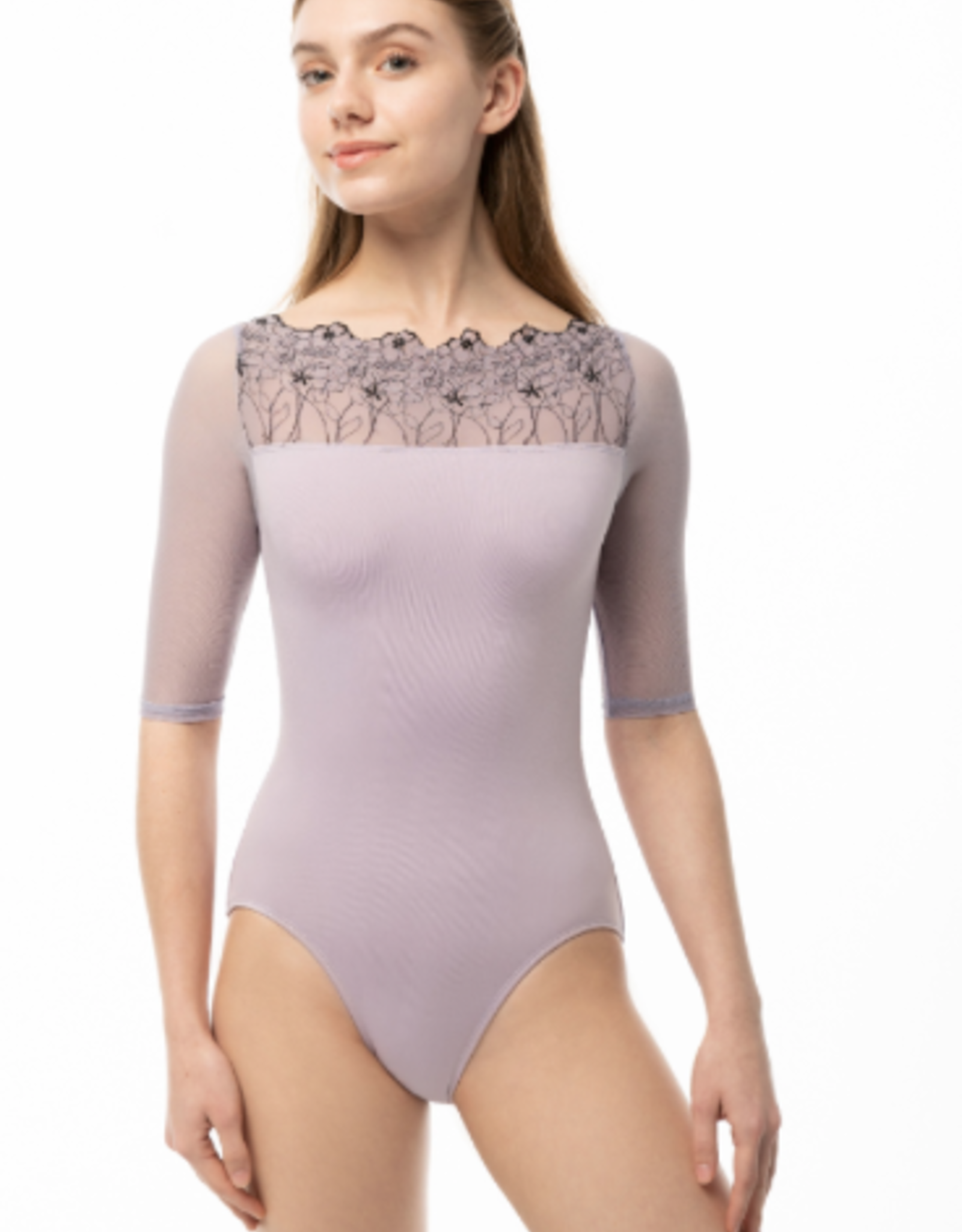 Suffolk 2579A Stormy Bateau Neck Half Sleeve Adult Leotard