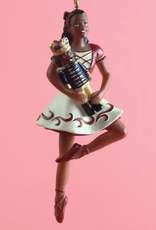 N.B.G. African American Clara on Pointe with Nutcracker Resin Ornament 4 in.
