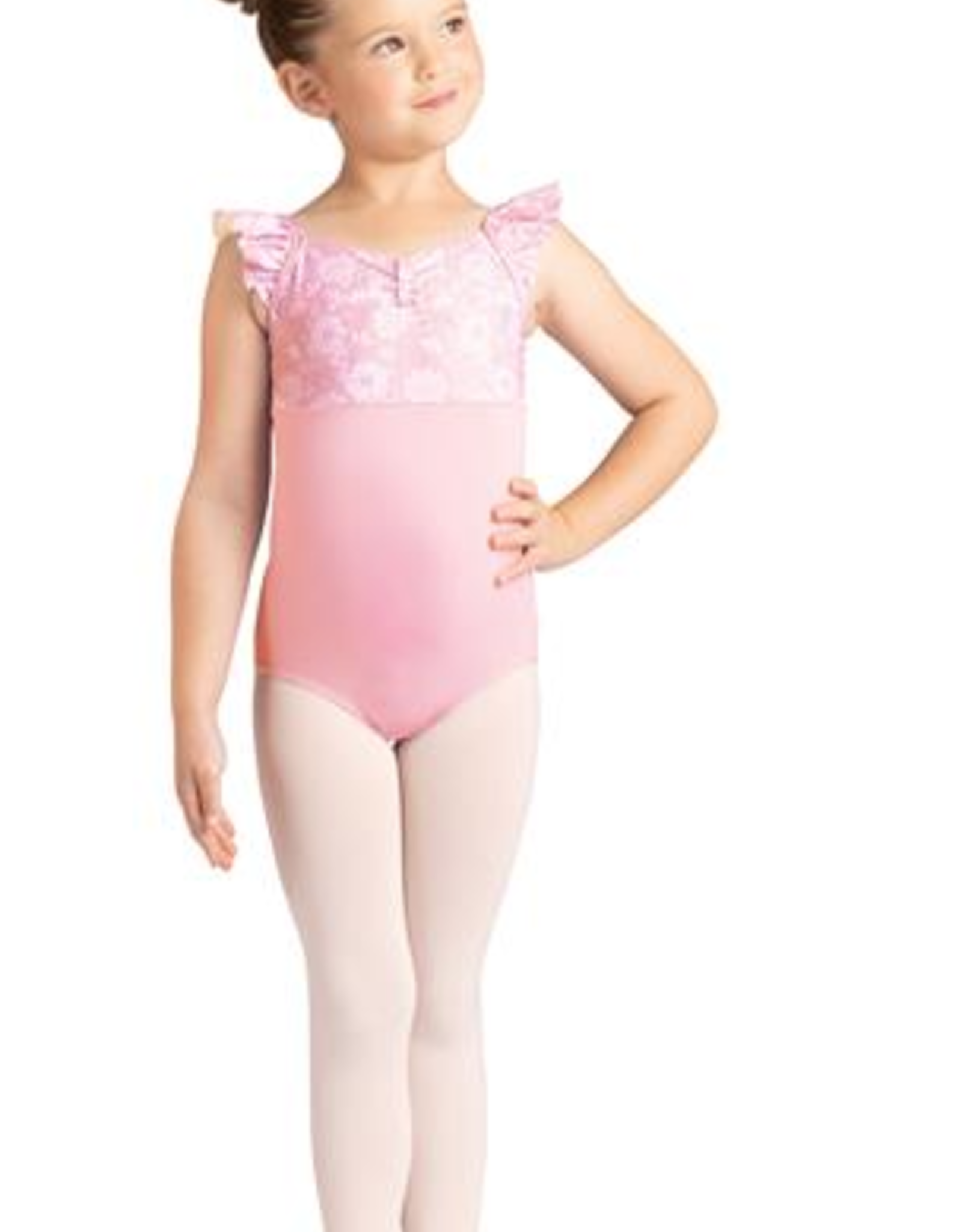 Danznmotion 24104C Flutter Sleeve Floral Print Leotard Youth