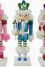 N.B.G. Cotton Candy Cane Nutcracker Ornament 6 in.
