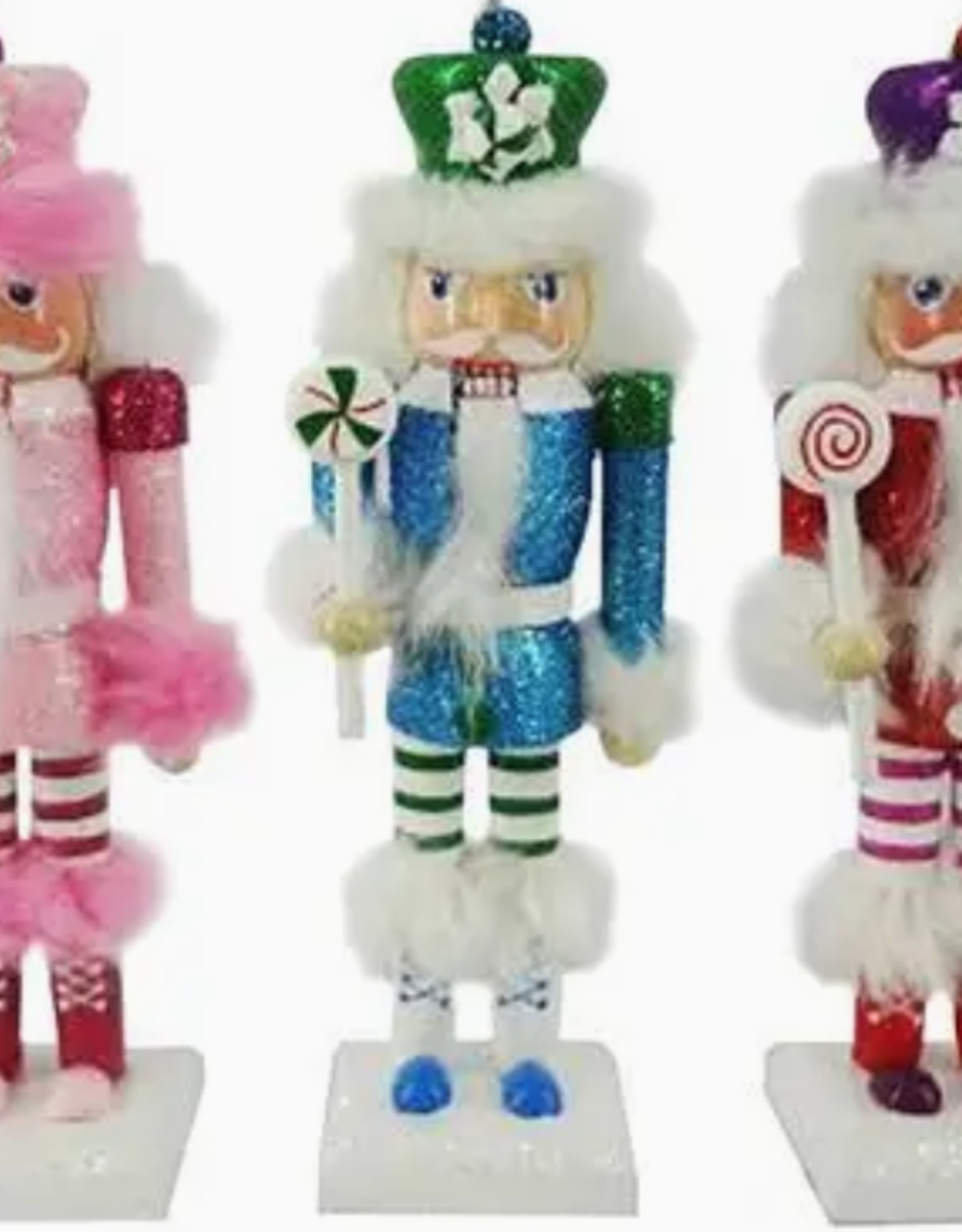 N.B.G. Cotton Candy Cane Nutcracker Ornament 6 in.
