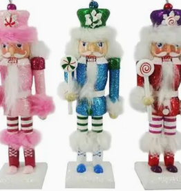 N.B.G. Cotton Candy Cane Nutcracker Ornament 6 in.