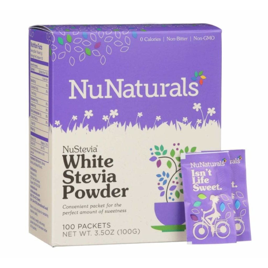 NuNaturals NuStevia White Stevia Powder, 100 Pkts