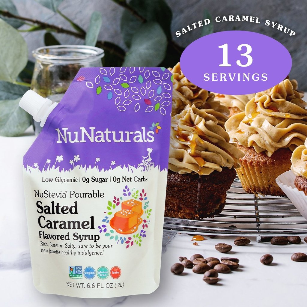 NuNaturals NuStevia Salted Caramel Syrup Pourable Pouch, 6.6 oz.