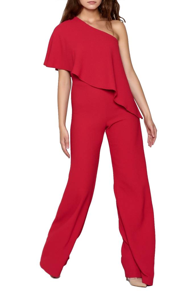 KARLIE - ONE SHOULDER CREPE JUMPSUIT