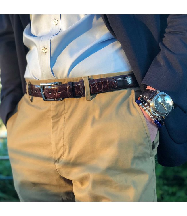 Torino - Genuine American Alligator Belt - Brown, Size 38