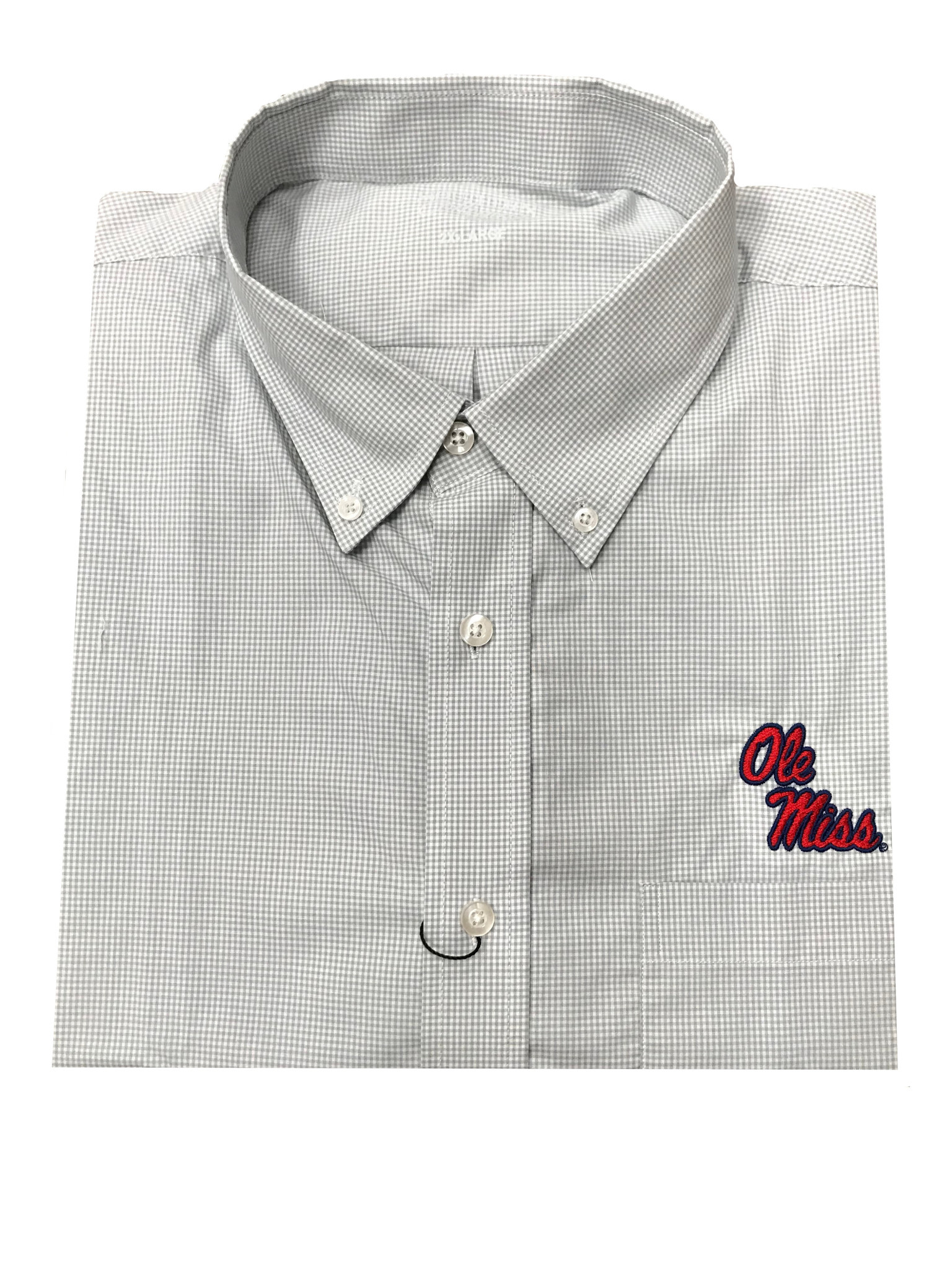 ole miss dress shirt Cutter & Buck Ole Miss Rebels Skyline Recycled Gingham Mens Big & Tall Long Sleeve Button Down Dress Shirt in Red/White
