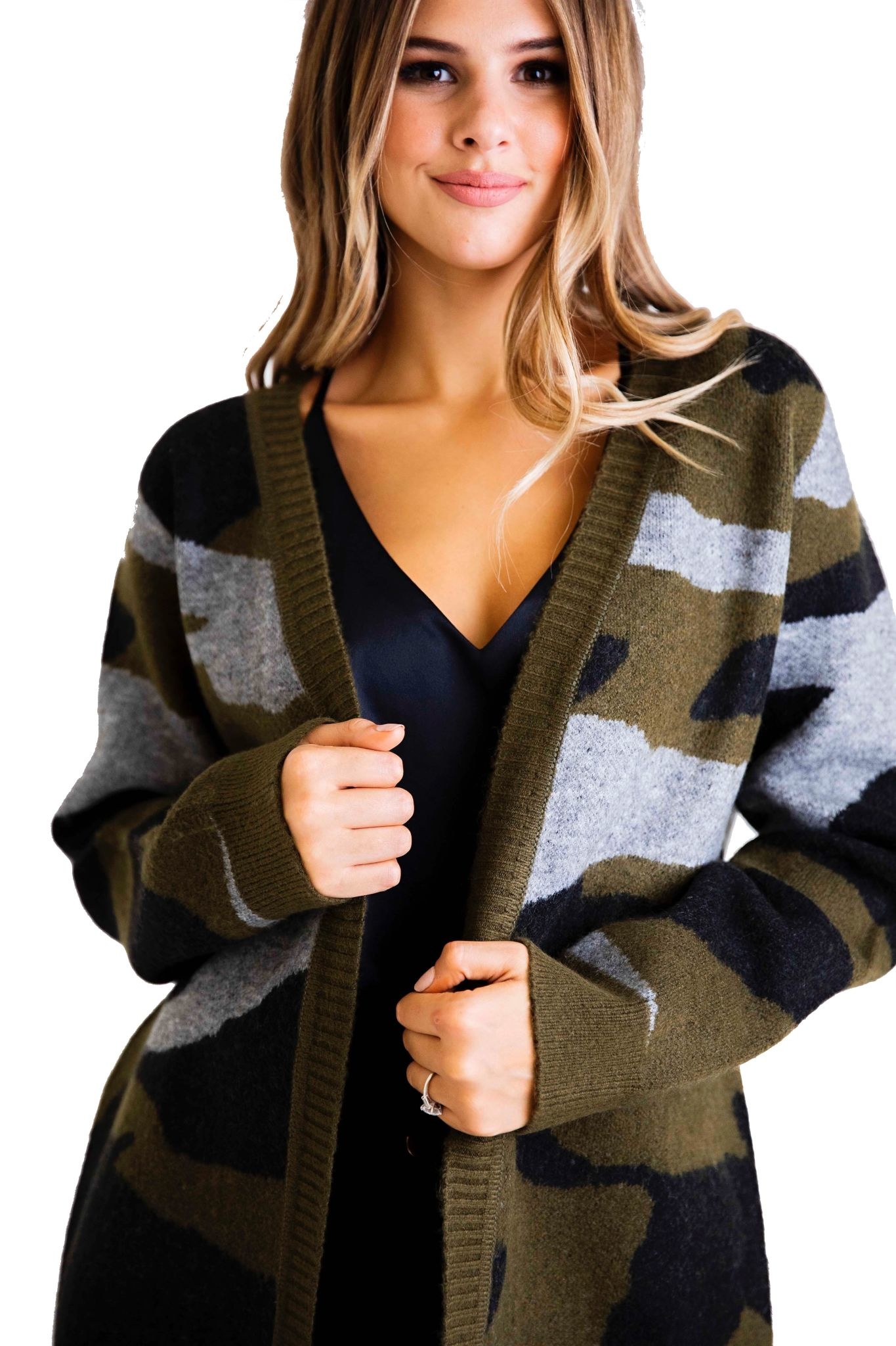 camo sweater cardigan