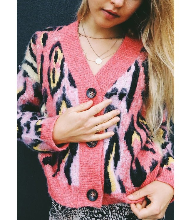 RD Style Pink Leopard Cardigan