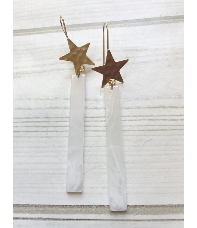 Virtue Hammered Star Bar Earrings