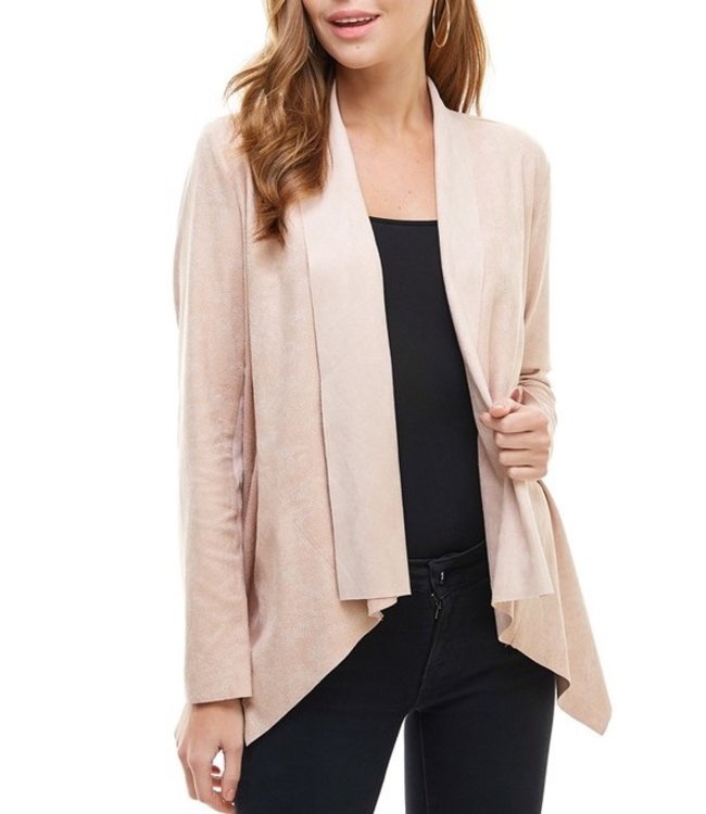 draped faux suede jacket