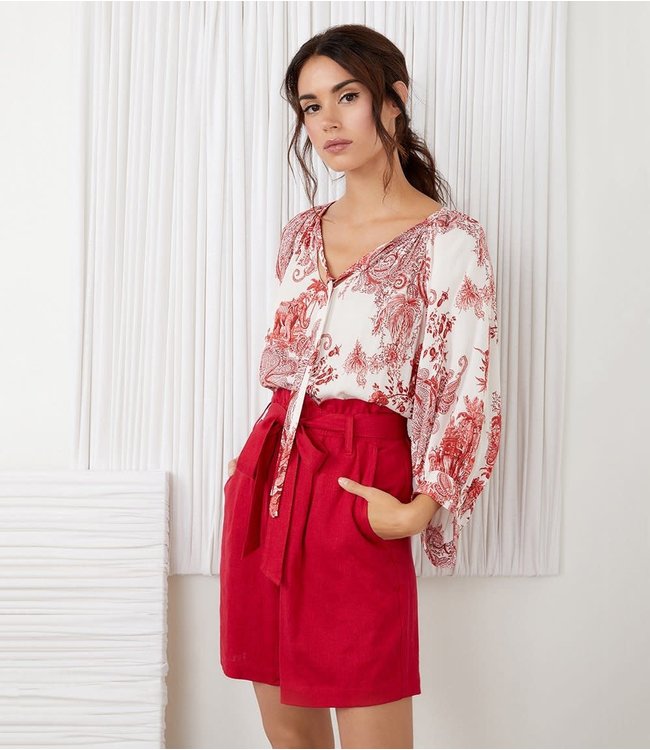 karen kane red lace top