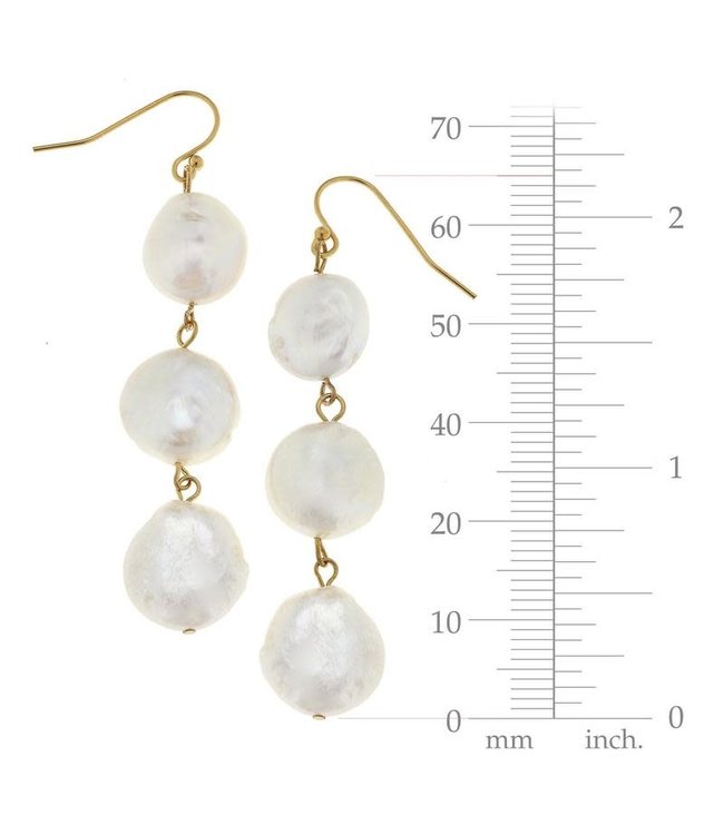Susan Shaw Triple Tier Pearl Drop Earrings