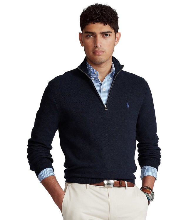 Men's Textured Pima Cotton Half Zip Sweater