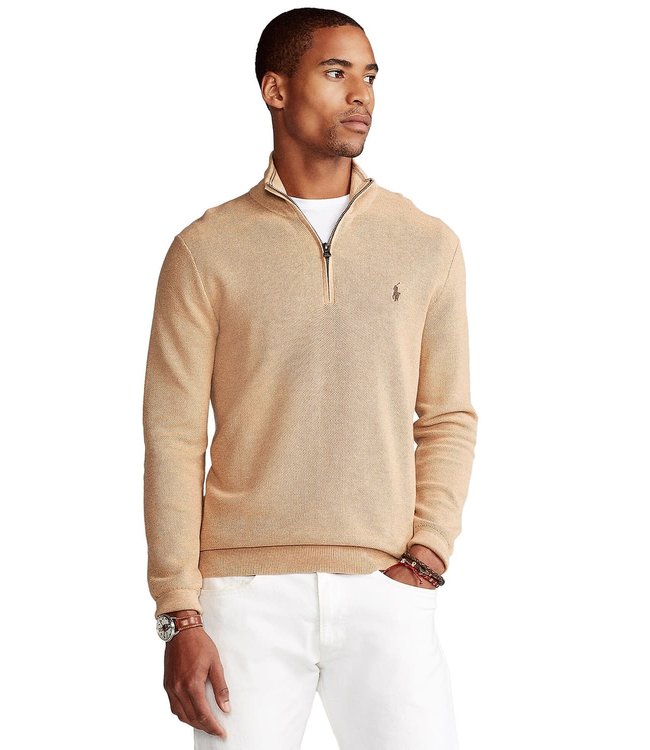 Men's Textured Pima Cotton Half Zip Sweater