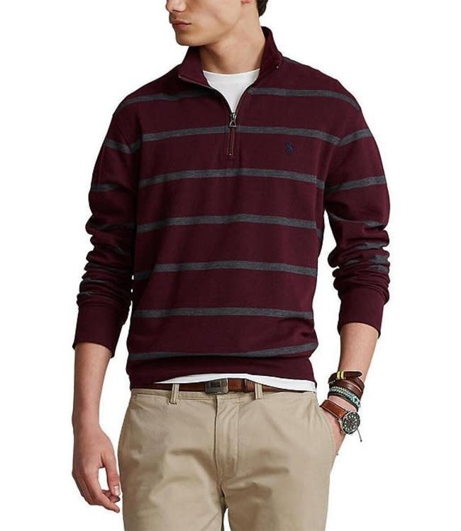 PRL Luxury Jersey Stripe Half-Zip Pullover Sweater